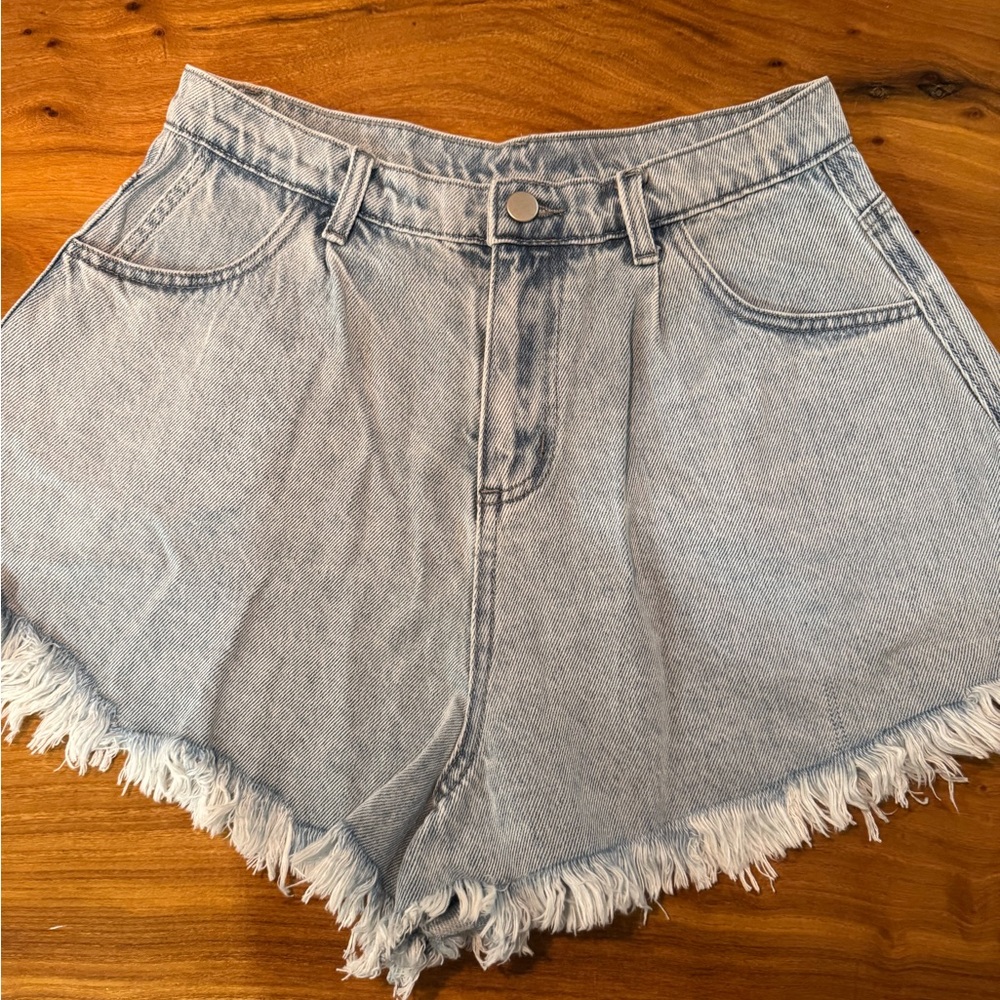 Denim Frayed Hem Women's Shorts